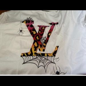 Brand New Spooky Leopard Halloween designer  Inspired White Tee sz med & xl